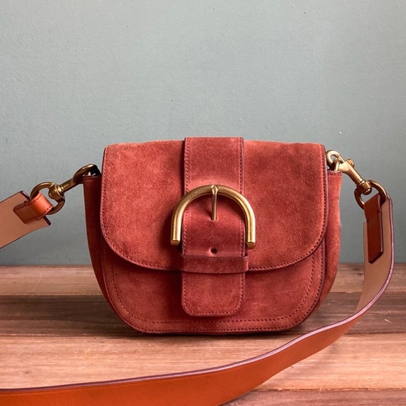 J. Crew Handbags - J. Crew Crossbody Buckle Italian Suede Bag